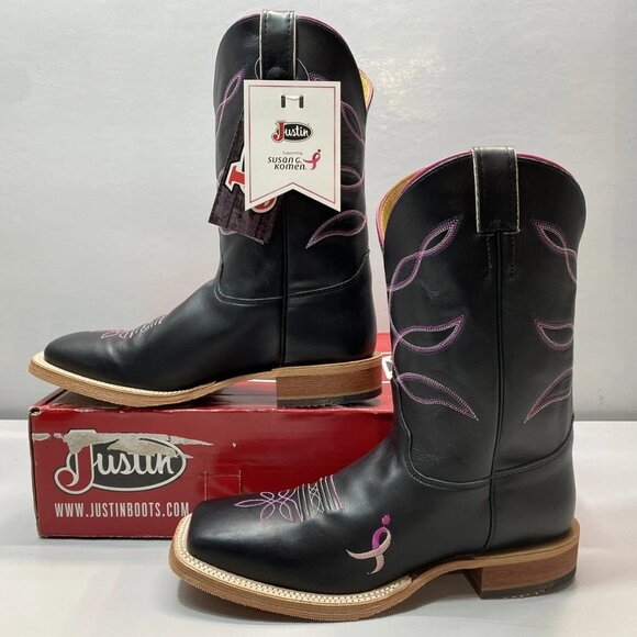 NEW JUSTIN Lori 11" Cowhide Boots – Women’s Size 12 – Royal Black – New - Picture 6 of 13